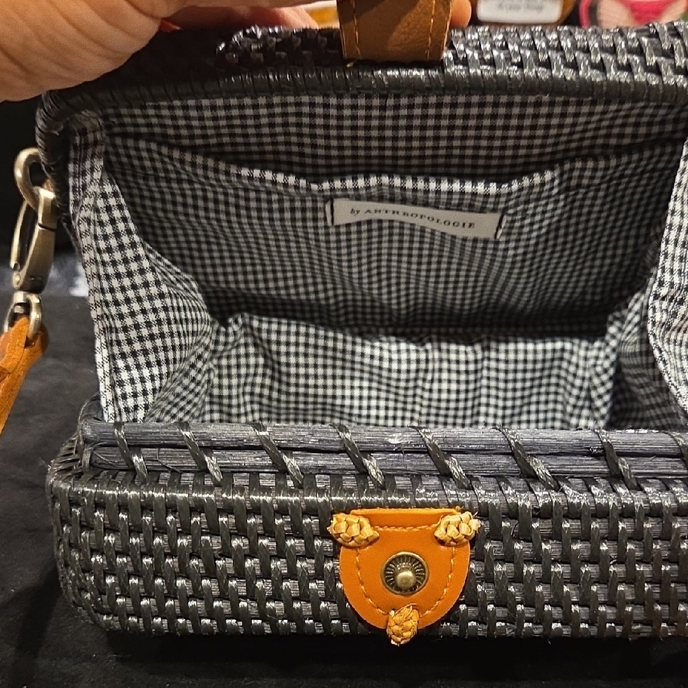 Anthropologie Black and Brown Woven Mini Bag - Picture 6 of 7